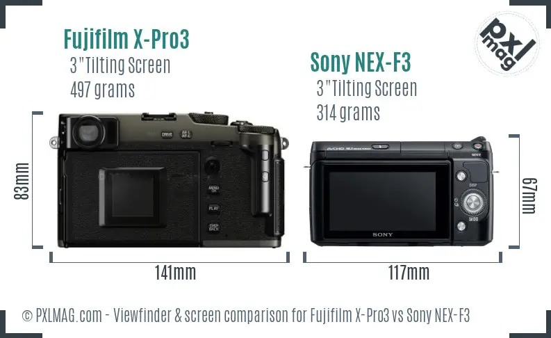 Fujifilm X-Pro3 vs Sony NEX-F3 Screen and Viewfinder comparison