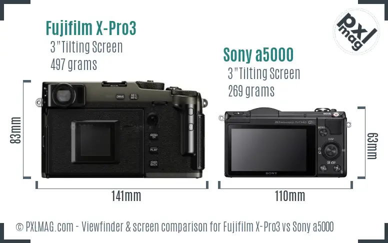 Fujifilm X-Pro3 vs Sony a5000 Screen and Viewfinder comparison Fujifilm X-Pro3 vs Sony a5000 Screen and Viewfinder comparison