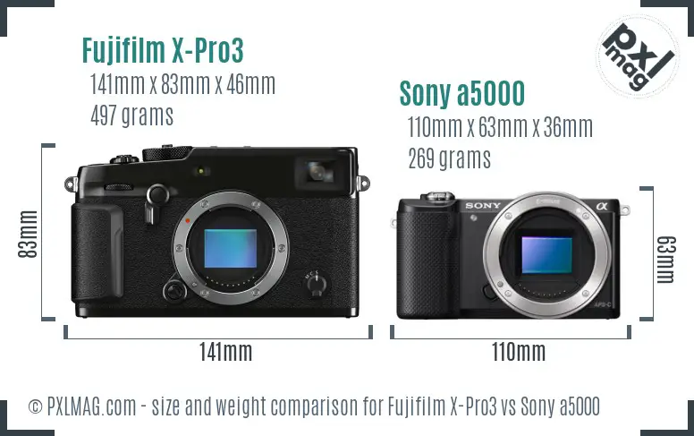 Fujifilm X-Pro3 vs Sony a5000 size comparison Fujifilm X-Pro3 vs Sony a5000 size comparison