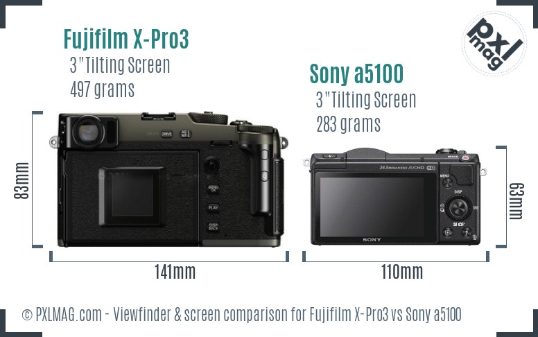 Fujifilm X-Pro3 vs Sony a5100 Screen and Viewfinder comparison