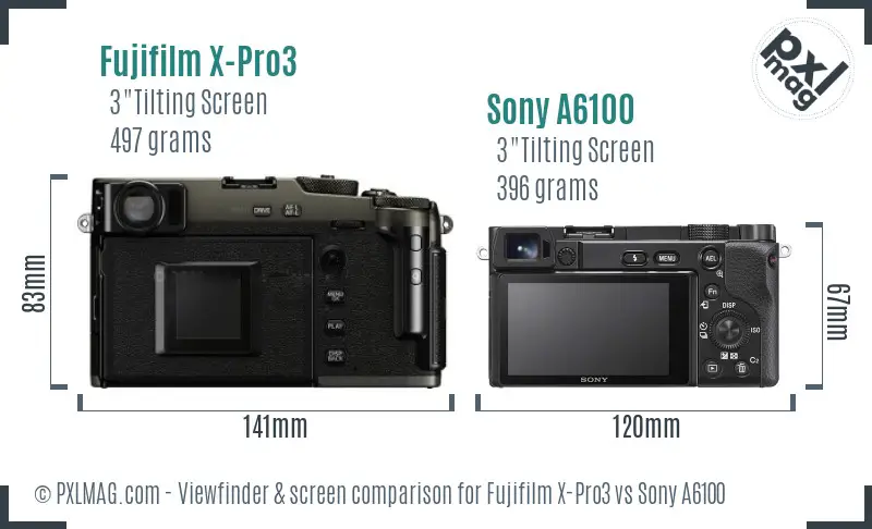 Fujifilm X-Pro3 vs Sony A6100 Screen and Viewfinder comparison
