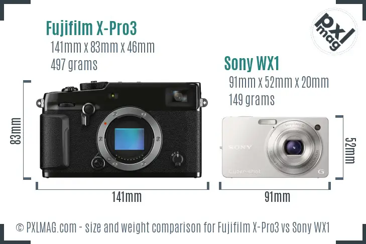 Fujifilm X-Pro3 vs Sony WX1 size comparison