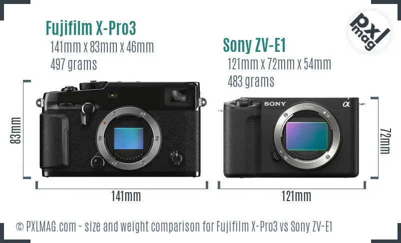 Fujifilm X-Pro3 vs Sony ZV-E1 size comparison Fujifilm X-Pro3 vs Sony ZV-E1 size comparison