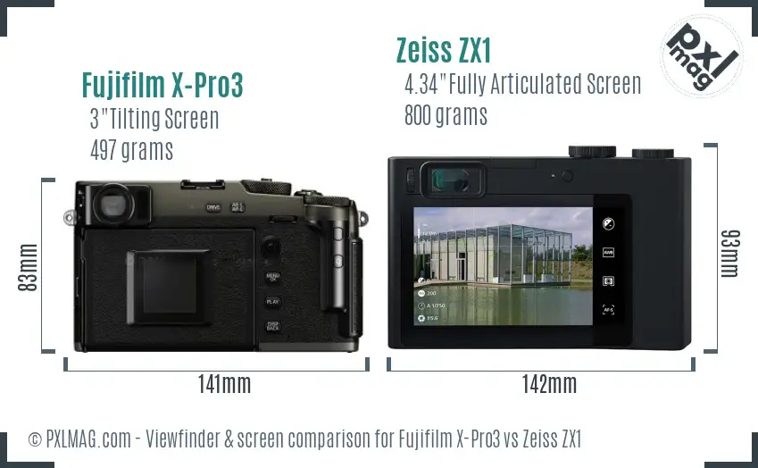 Fujifilm X-Pro3 vs Zeiss ZX1 Screen and Viewfinder comparison