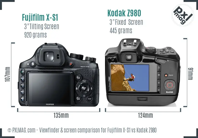 Fujifilm X-S1 vs Kodak Z980 Screen and Viewfinder comparison Fujifilm X-S1 vs Kodak Z980 Screen and Viewfinder comparison