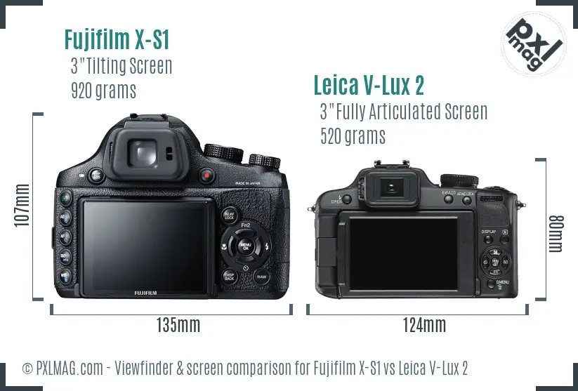 Fujifilm X-S1 vs Leica V-Lux 2 Screen and Viewfinder comparison Fujifilm X-S1 vs Leica V-Lux 2 Screen and Viewfinder comparison