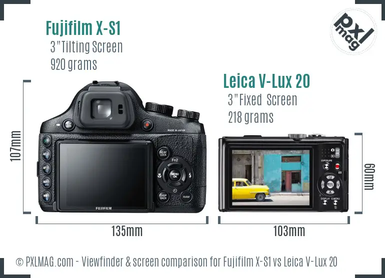 Fujifilm X-S1 vs Leica V-Lux 20 Screen and Viewfinder comparison