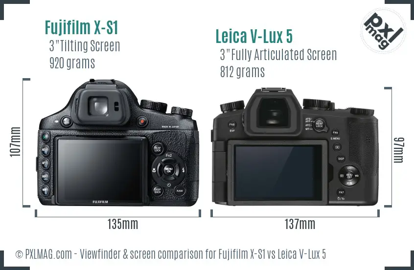 Fujifilm X-S1 vs Leica V-Lux 5 Screen and Viewfinder comparison
