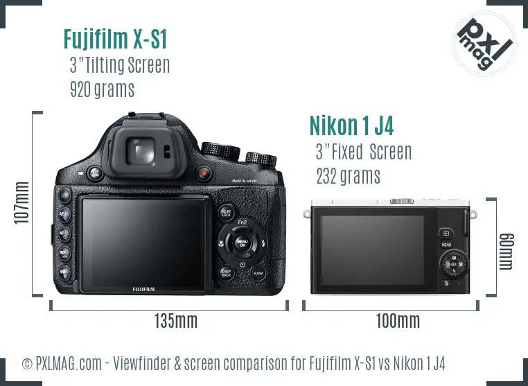 Fujifilm X-S1 vs Nikon 1 J4 Screen and Viewfinder comparison