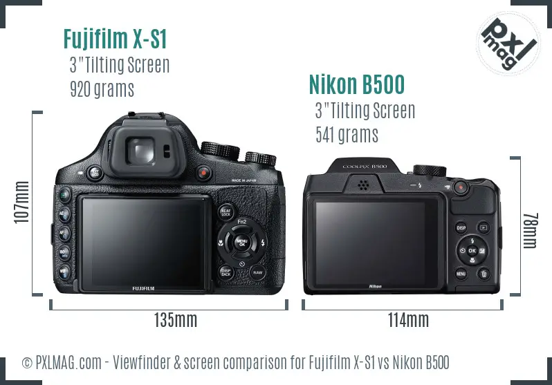 Fujifilm X-S1 vs Nikon B500 Screen and Viewfinder comparison