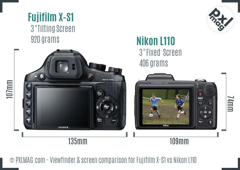 Fujifilm X-S1 vs Nikon L110 Screen and Viewfinder comparison