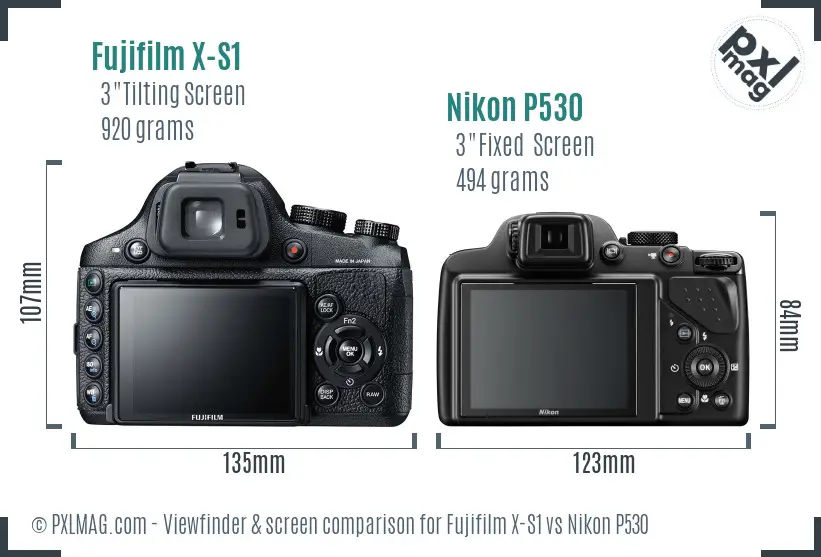 Fujifilm X-S1 vs Nikon P530 Screen and Viewfinder comparison