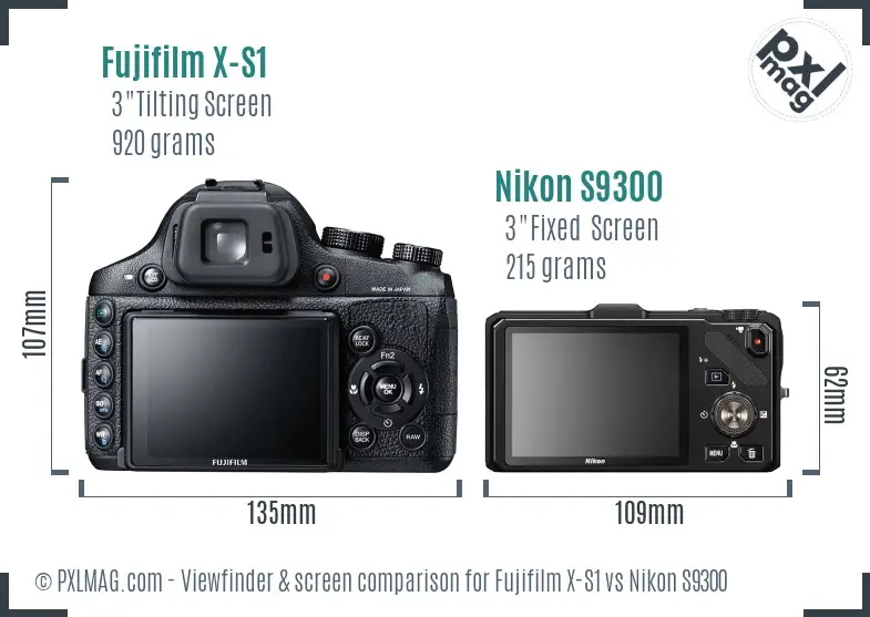 Fujifilm X-S1 vs Nikon S9300 Screen and Viewfinder comparison Fujifilm X-S1 vs Nikon S9300 Screen and Viewfinder comparison