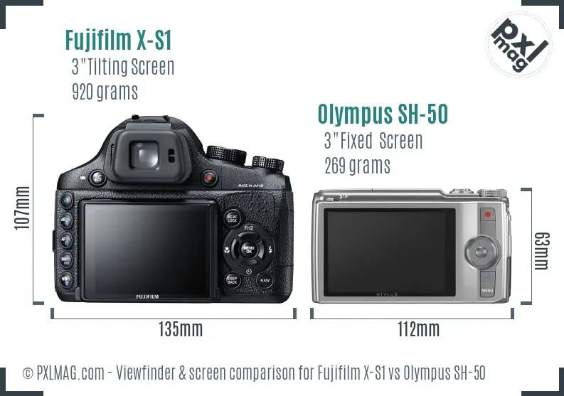 Fujifilm X-S1 vs Olympus SH-50 Screen and Viewfinder comparison