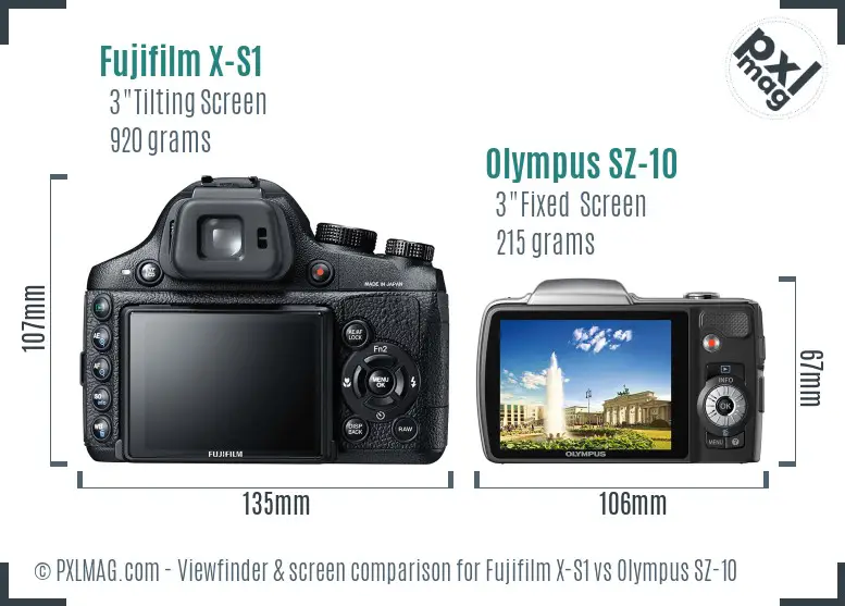 Fujifilm X-S1 vs Olympus SZ-10 Screen and Viewfinder comparison