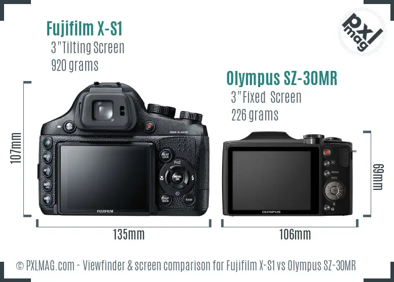 Fujifilm X-S1 vs Olympus SZ-30MR Screen and Viewfinder comparison