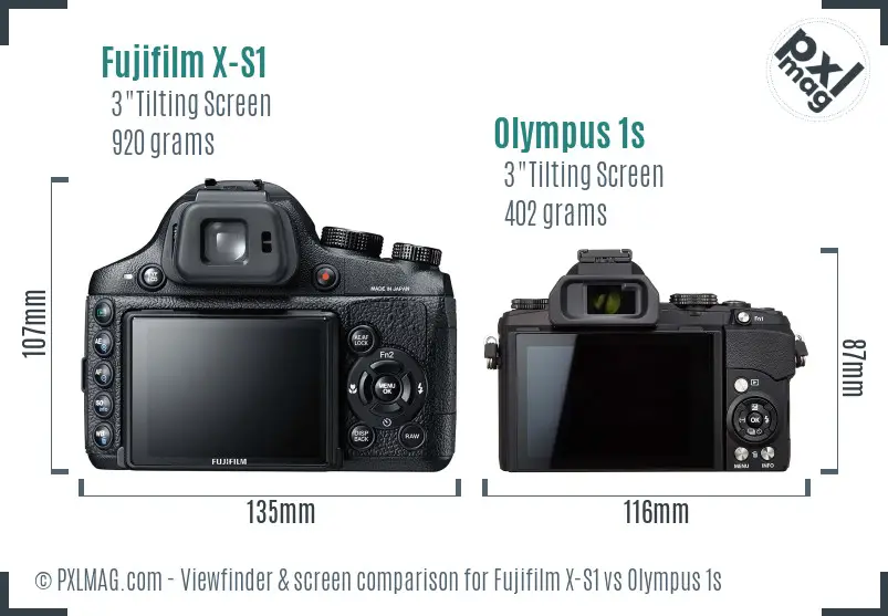 Fujifilm X-S1 vs Olympus 1s Screen and Viewfinder comparison