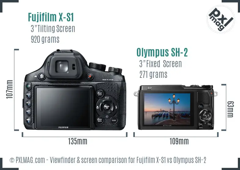 Fujifilm X-S1 vs Olympus SH-2 Screen and Viewfinder comparison Fujifilm X-S1 vs Olympus SH-2 Screen and Viewfinder comparison