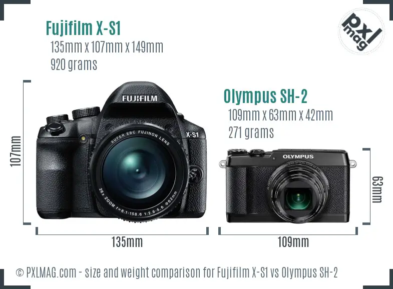 Fujifilm X-S1 vs Olympus SH-2 size comparison Fujifilm X-S1 vs Olympus SH-2 size comparison