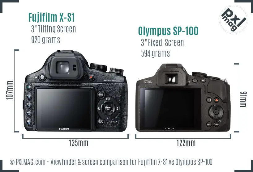 Fujifilm X-S1 vs Olympus SP-100 Screen and Viewfinder comparison