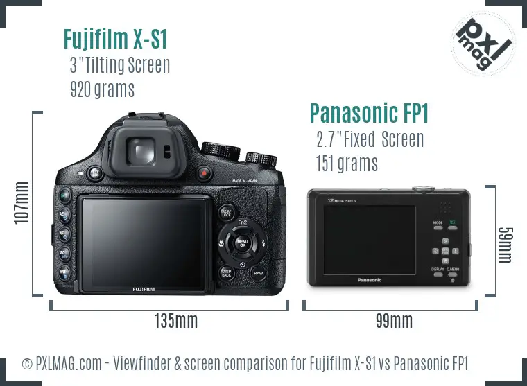 Fujifilm X-S1 vs Panasonic FP1 Screen and Viewfinder comparison