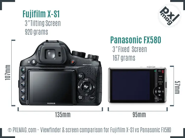 Fujifilm X-S1 vs Panasonic FX580 Screen and Viewfinder comparison