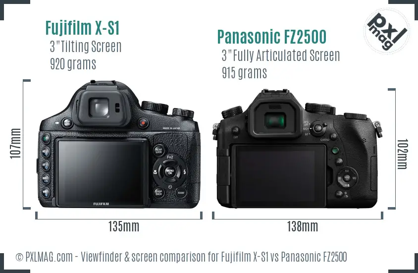 Fujifilm X-S1 vs Panasonic FZ2500 Screen and Viewfinder comparison Fujifilm X-S1 vs Panasonic FZ2500 Screen and Viewfinder comparison