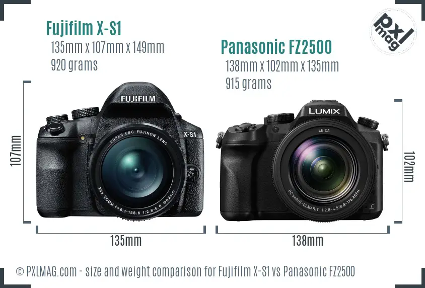 Fujifilm X-S1 vs Panasonic FZ2500 size comparison Fujifilm X-S1 vs Panasonic FZ2500 size comparison
