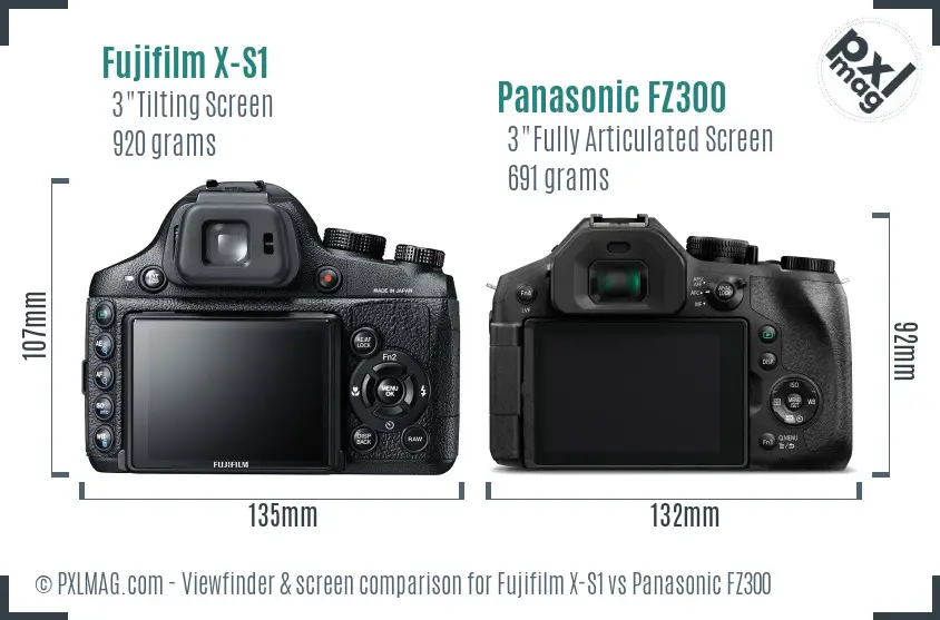 Fujifilm X-S1 vs Panasonic FZ300 Screen and Viewfinder comparison