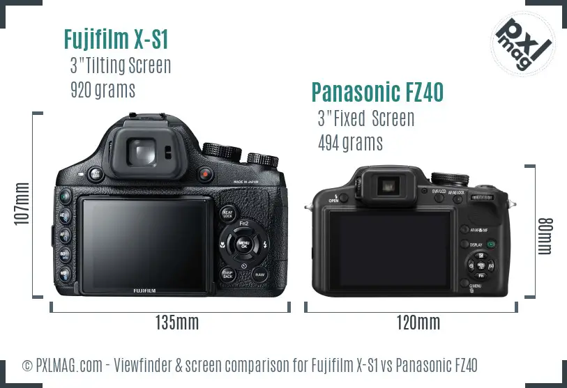 Fujifilm X-S1 vs Panasonic FZ40 Screen and Viewfinder comparison