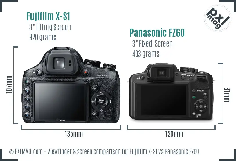 Fujifilm X-S1 vs Panasonic FZ60 Screen and Viewfinder comparison