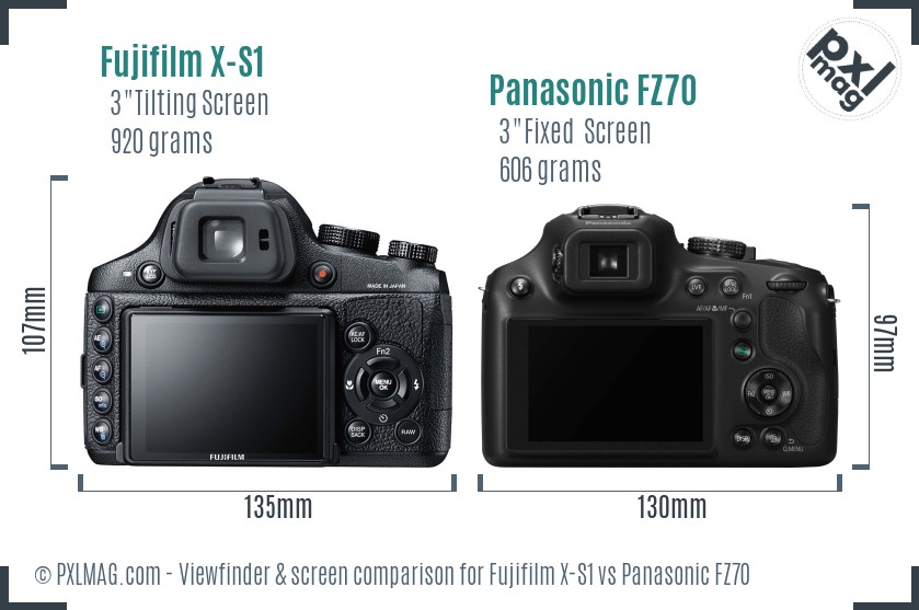 Fujifilm X-S1 vs Panasonic FZ70 Screen and Viewfinder comparison