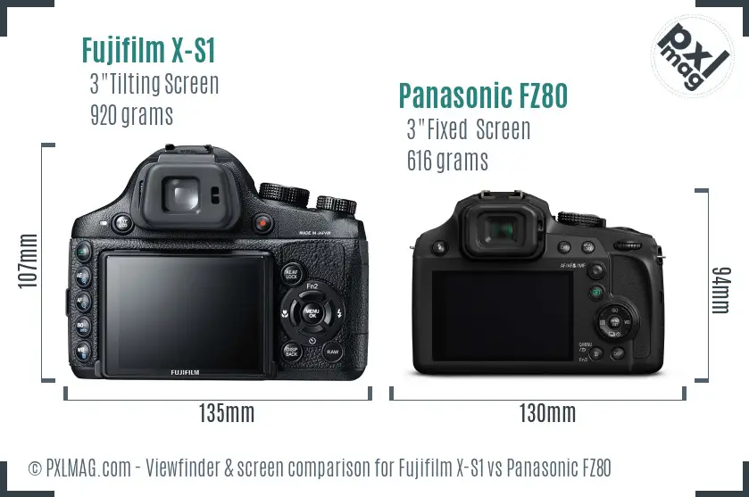 Fujifilm X-S1 vs Panasonic FZ80 Screen and Viewfinder comparison