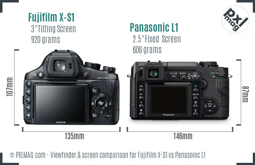 Fujifilm X-S1 vs Panasonic L1 Screen and Viewfinder comparison
