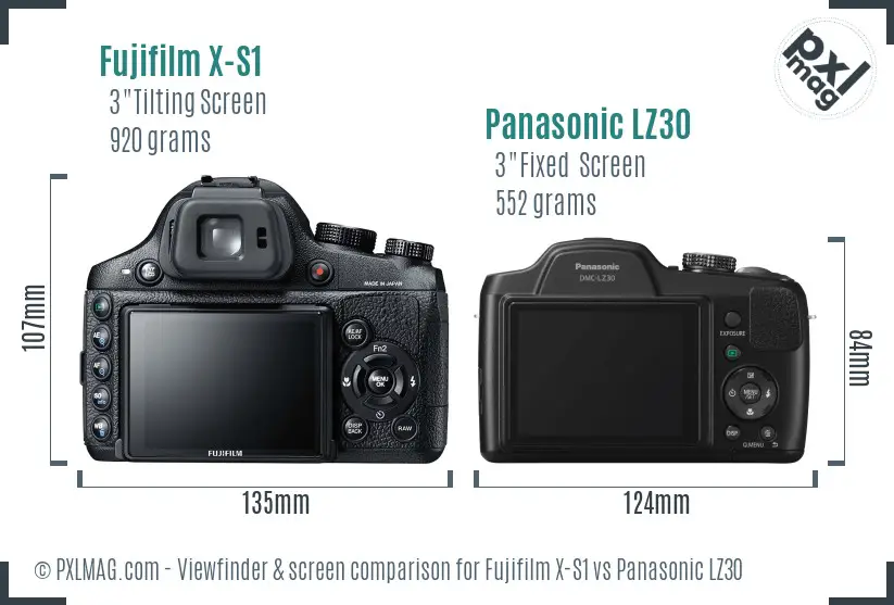 Fujifilm X-S1 vs Panasonic LZ30 Screen and Viewfinder comparison Fujifilm X-S1 vs Panasonic LZ30 Screen and Viewfinder comparison