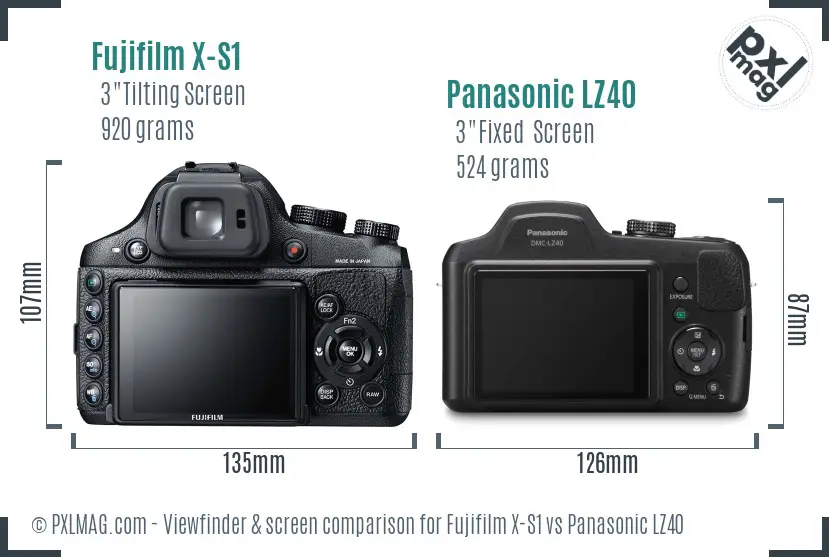 Fujifilm X-S1 vs Panasonic LZ40 Screen and Viewfinder comparison