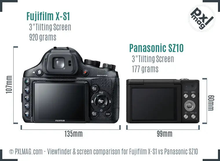 Fujifilm X-S1 vs Panasonic SZ10 Screen and Viewfinder comparison