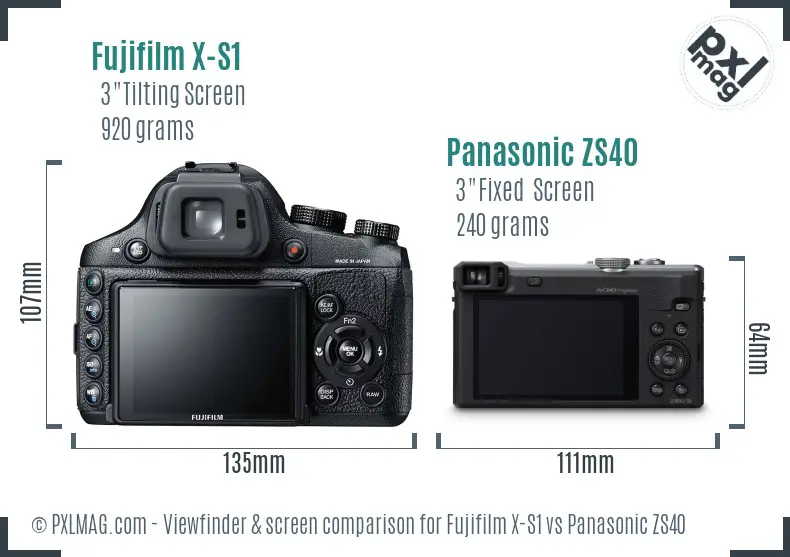 Fujifilm X-S1 vs Panasonic ZS40 Screen and Viewfinder comparison