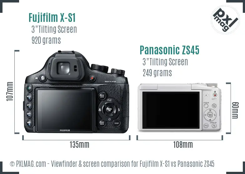 Fujifilm X-S1 vs Panasonic ZS45 Screen and Viewfinder comparison