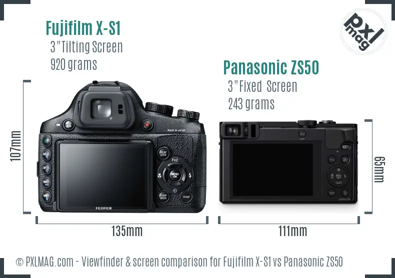 Fujifilm X-S1 vs Panasonic ZS50 Screen and Viewfinder comparison