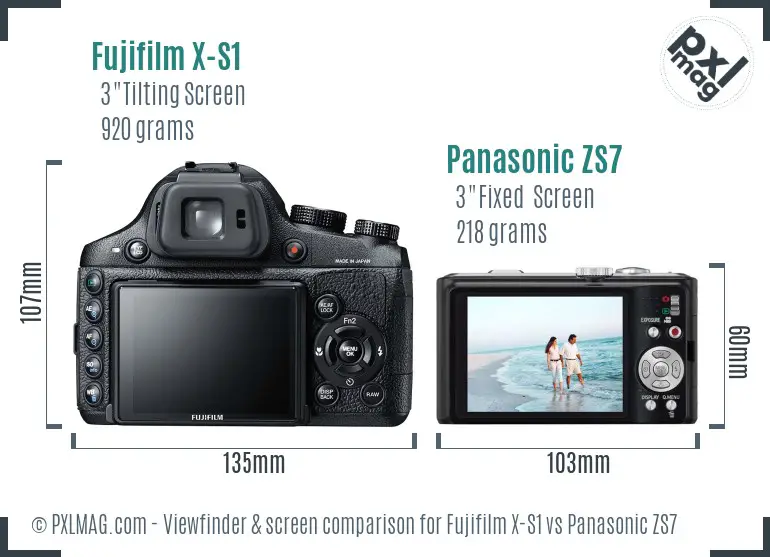 Fujifilm X-S1 vs Panasonic ZS7 Screen and Viewfinder comparison