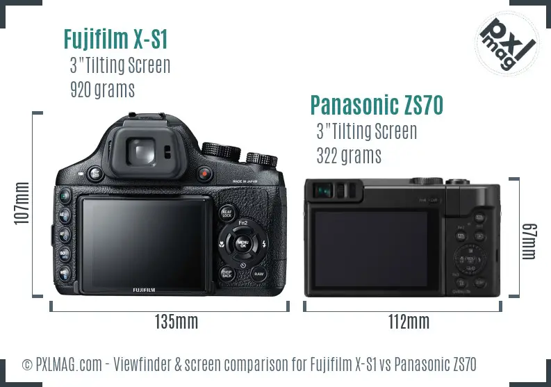 Fujifilm X-S1 vs Panasonic ZS70 Screen and Viewfinder comparison