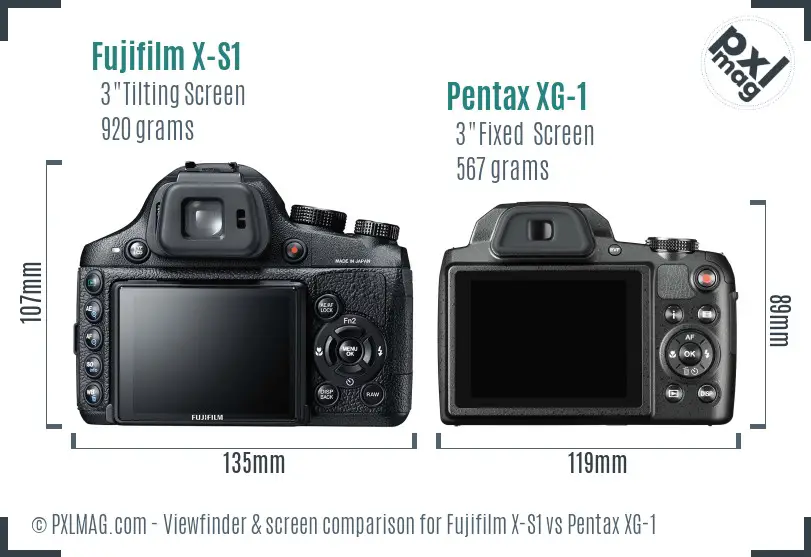 Fujifilm X-S1 vs Pentax XG-1 Screen and Viewfinder comparison