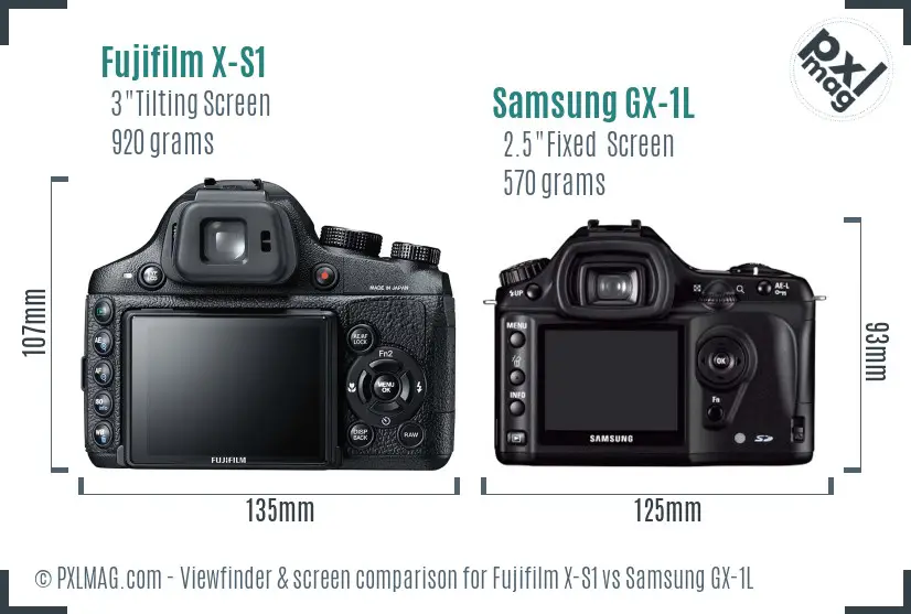Fujifilm X-S1 vs Samsung GX-1L Screen and Viewfinder comparison