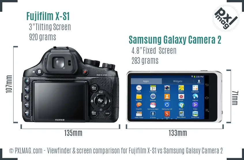 Fujifilm X-S1 vs Samsung Galaxy Camera 2 Screen and Viewfinder comparison Fujifilm X-S1 vs Samsung Galaxy Camera 2 Screen and Viewfinder comparison