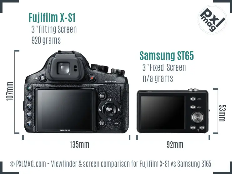 Fujifilm X-S1 vs Samsung ST65 Screen and Viewfinder comparison