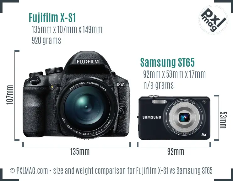 Fujifilm X-S1 vs Samsung ST65 size comparison