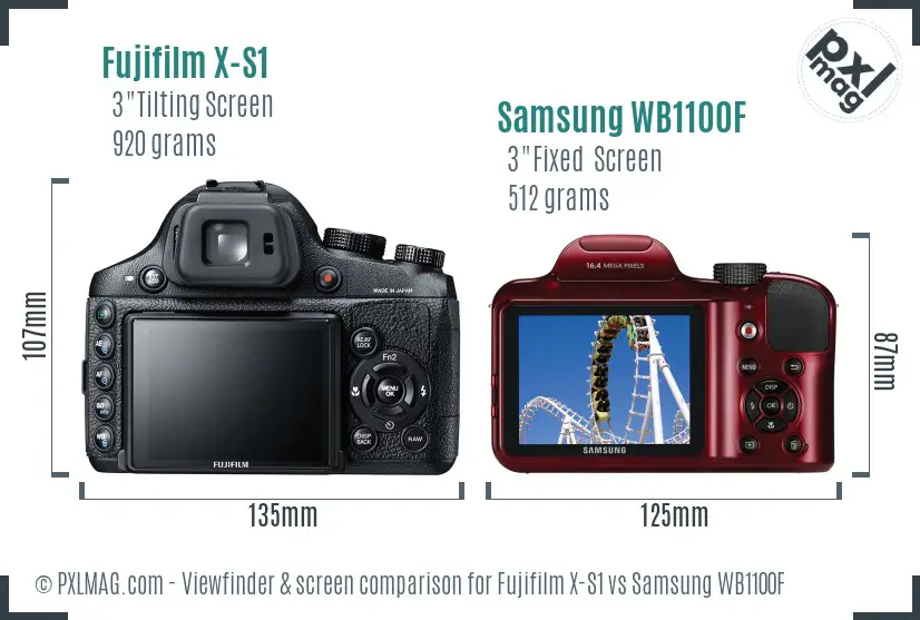 Fujifilm X-S1 vs Samsung WB1100F Screen and Viewfinder comparison