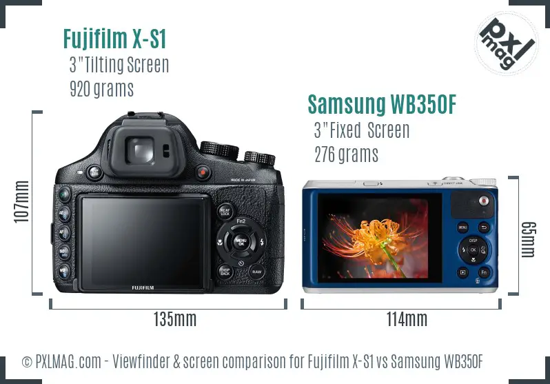 Fujifilm X-S1 vs Samsung WB350F Screen and Viewfinder comparison