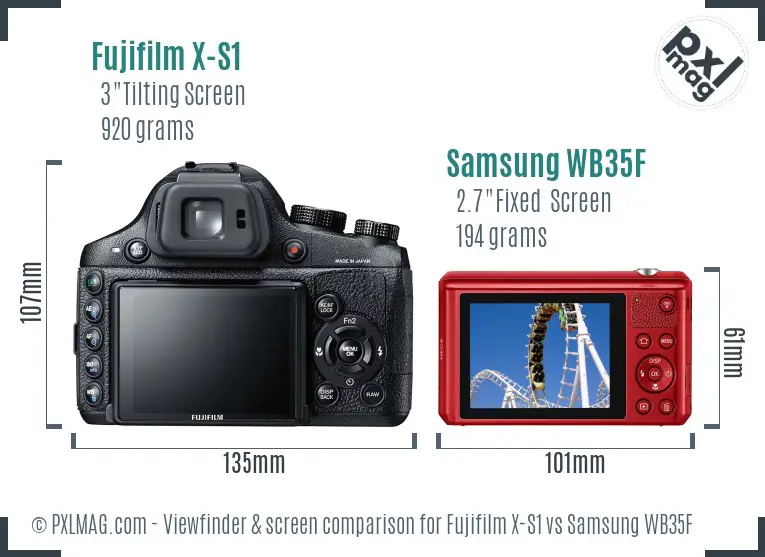 Fujifilm X-S1 vs Samsung WB35F Screen and Viewfinder comparison